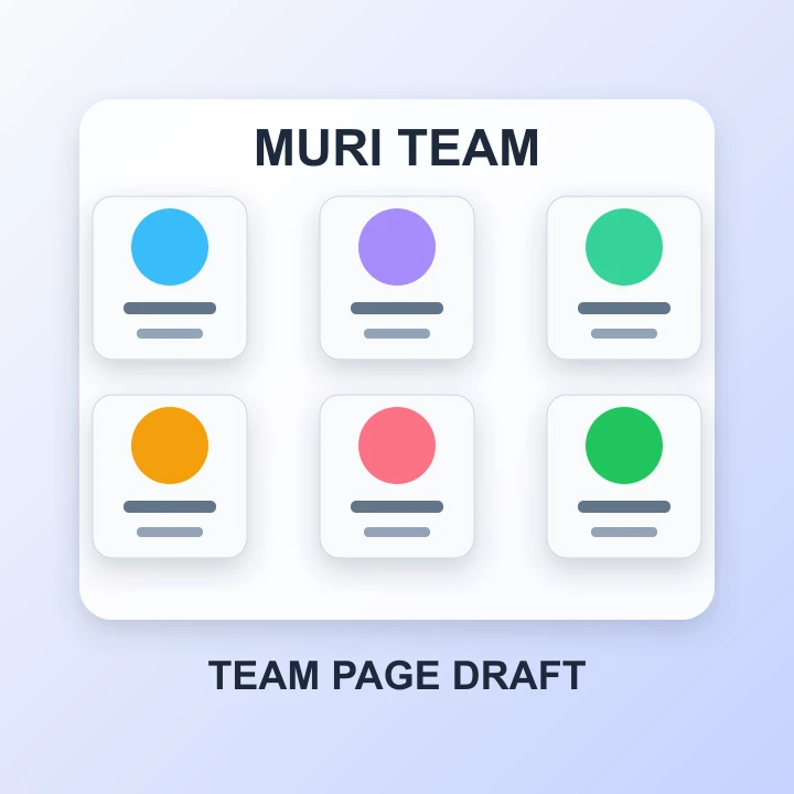 team page draft layout with profile cards